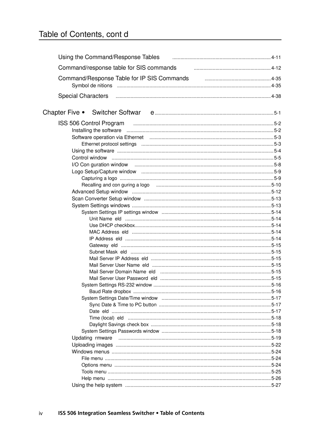 Extron electronic manual Iv ISS 506 Integration Seamless Switcher Table of Contents 