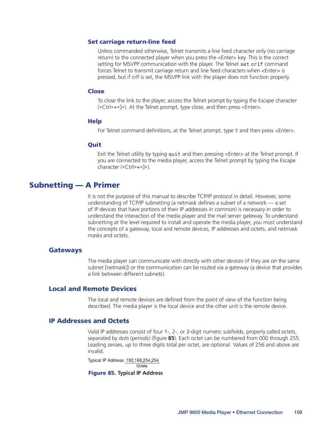 Extron electronic JMP 9600 manual Subnetting a Primer, Gateways, Local and Remote Devices, IP Addresses and Octets 