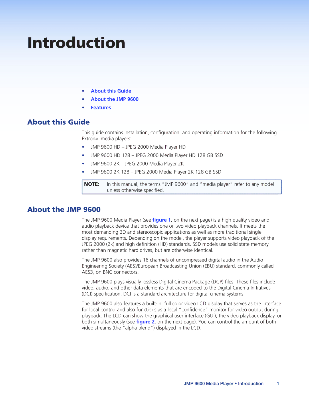 Extron electronic JMP 9600 manual About this Guide, About the JMP 