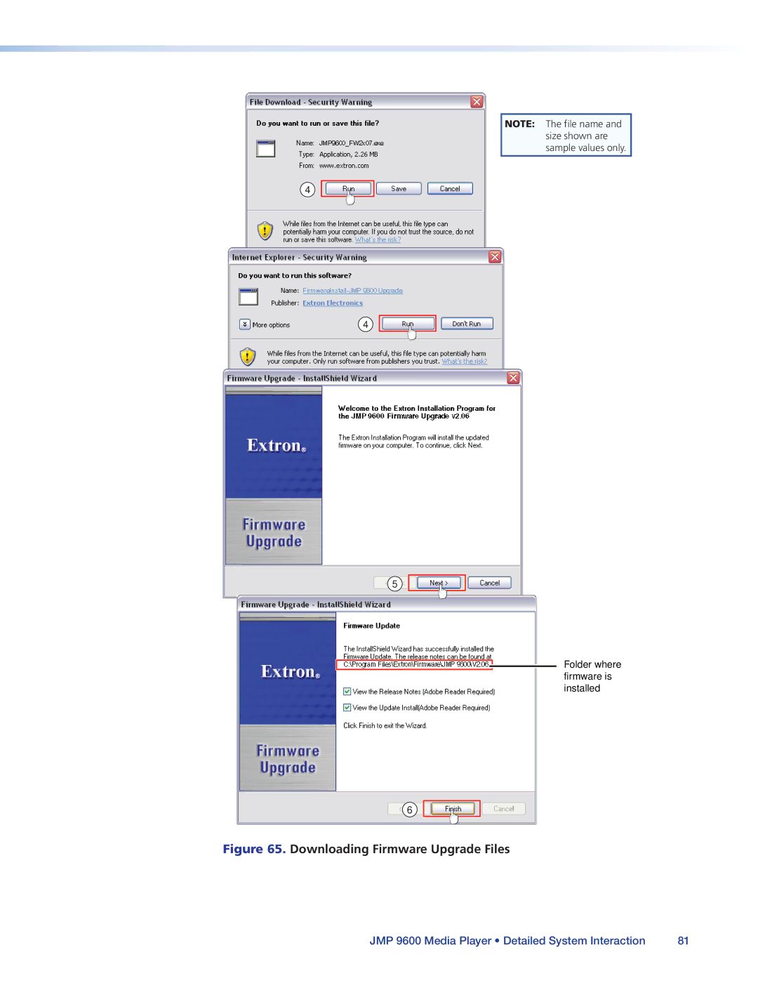 Extron electronic JMP 9600 manual Downloading Firmware Upgrade Files 