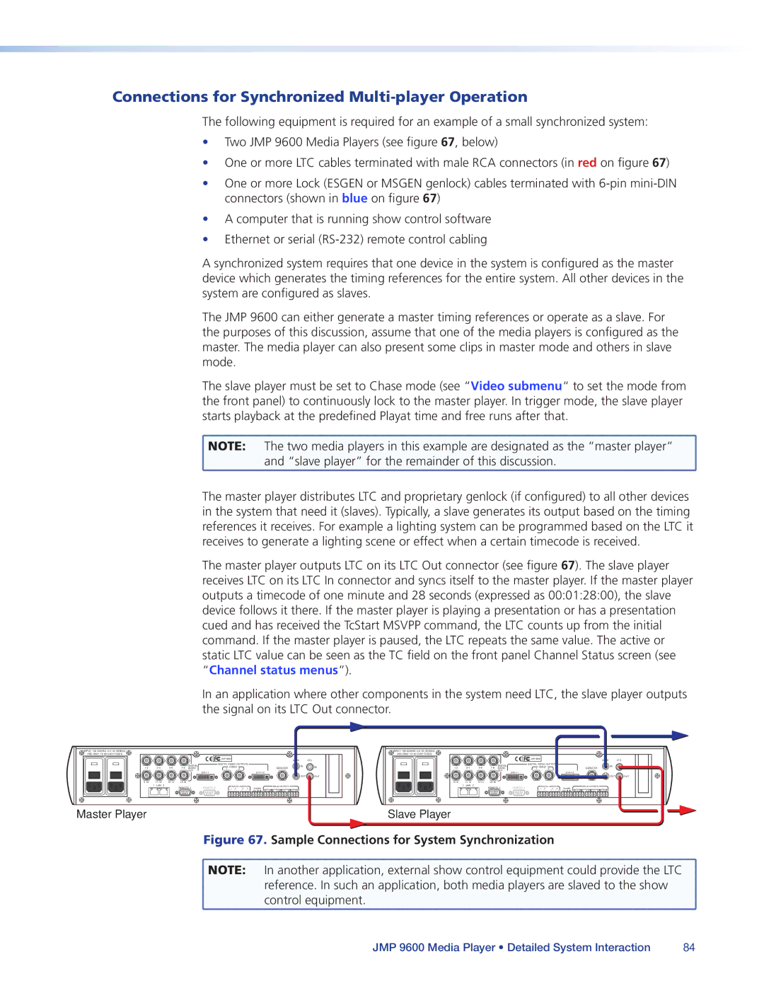 Extron electronic JMP 9600 manual Connections for Synchronized Multi-player Operation 