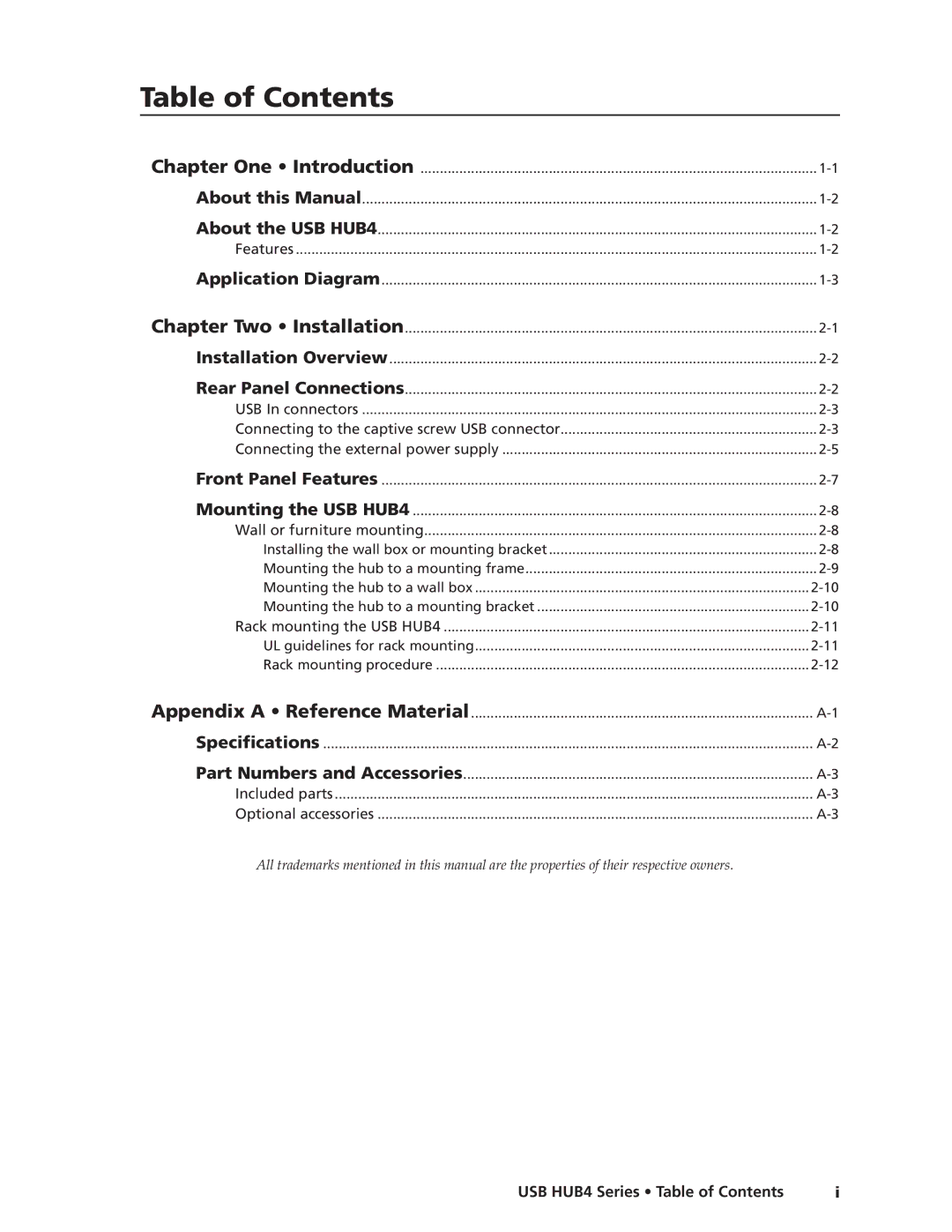 Extron electronic MAAP manual Table of Contents 