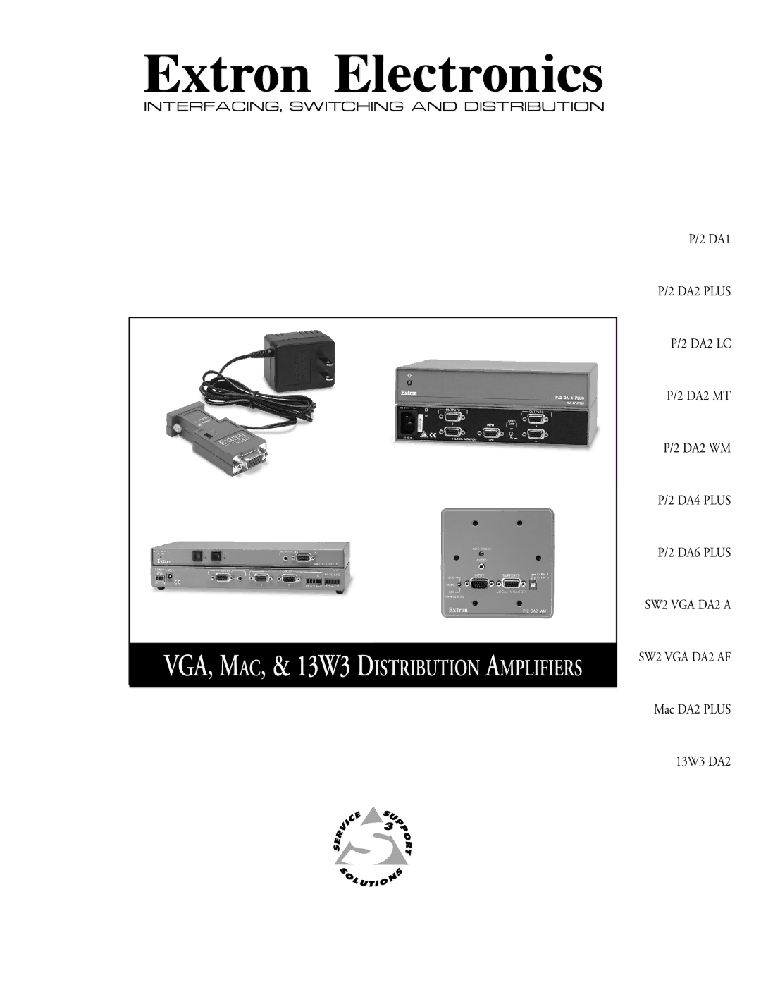 Extron electronic manual VGA, MAC, & 13W3 Distribution Amplifiers 