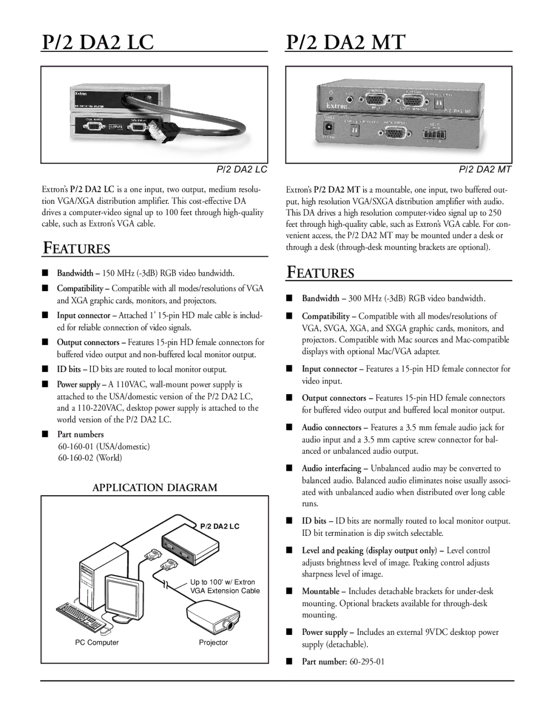 Extron electronic MAC manual DA2 LC DA2 MT 