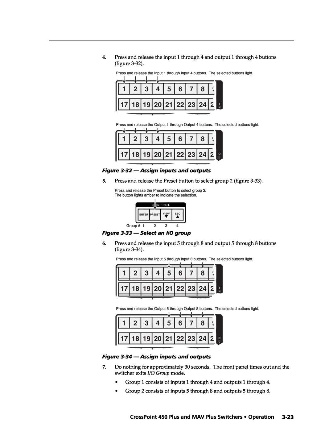 Extron electronic 450 Plus manual 17 18 19 20 21 22 23 17 18 19 20 21 22 23, 1 2 3 4 5 6 7, 32 - Assign inputs and outputs 