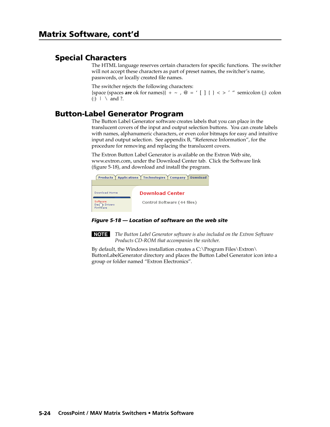 Extron electronic MAV Plus Series, Ultra Series Button-Label Generator Program, Group or folder named Extron Electronics 