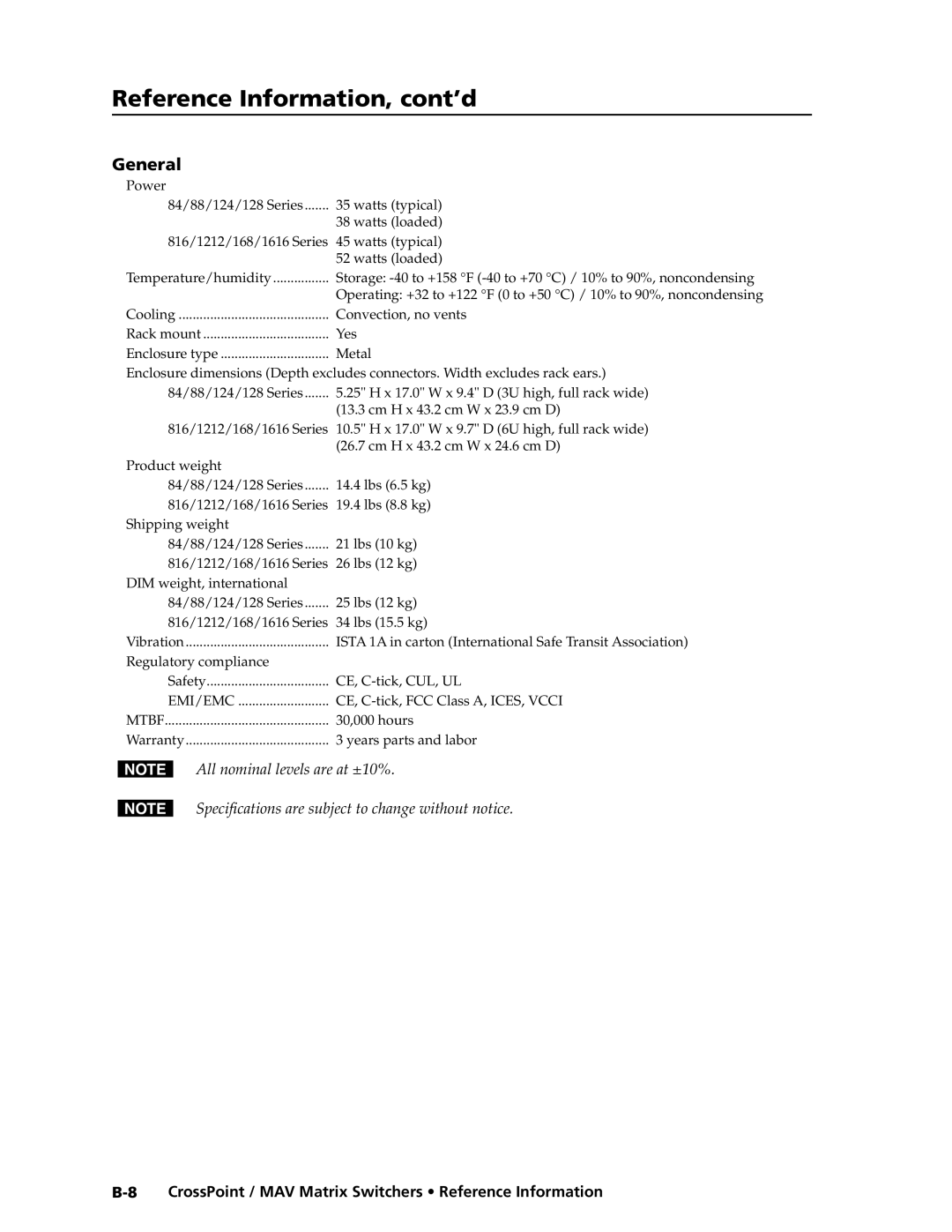 Extron electronic MAV Plus Series, Ultra Series manual 84/88/124/128 Series 