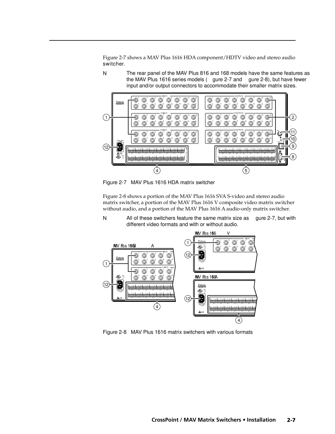 Extron electronic Ultra Series, MAV Plus Series manual MAV Plus 1616 HDA matrix switcher 