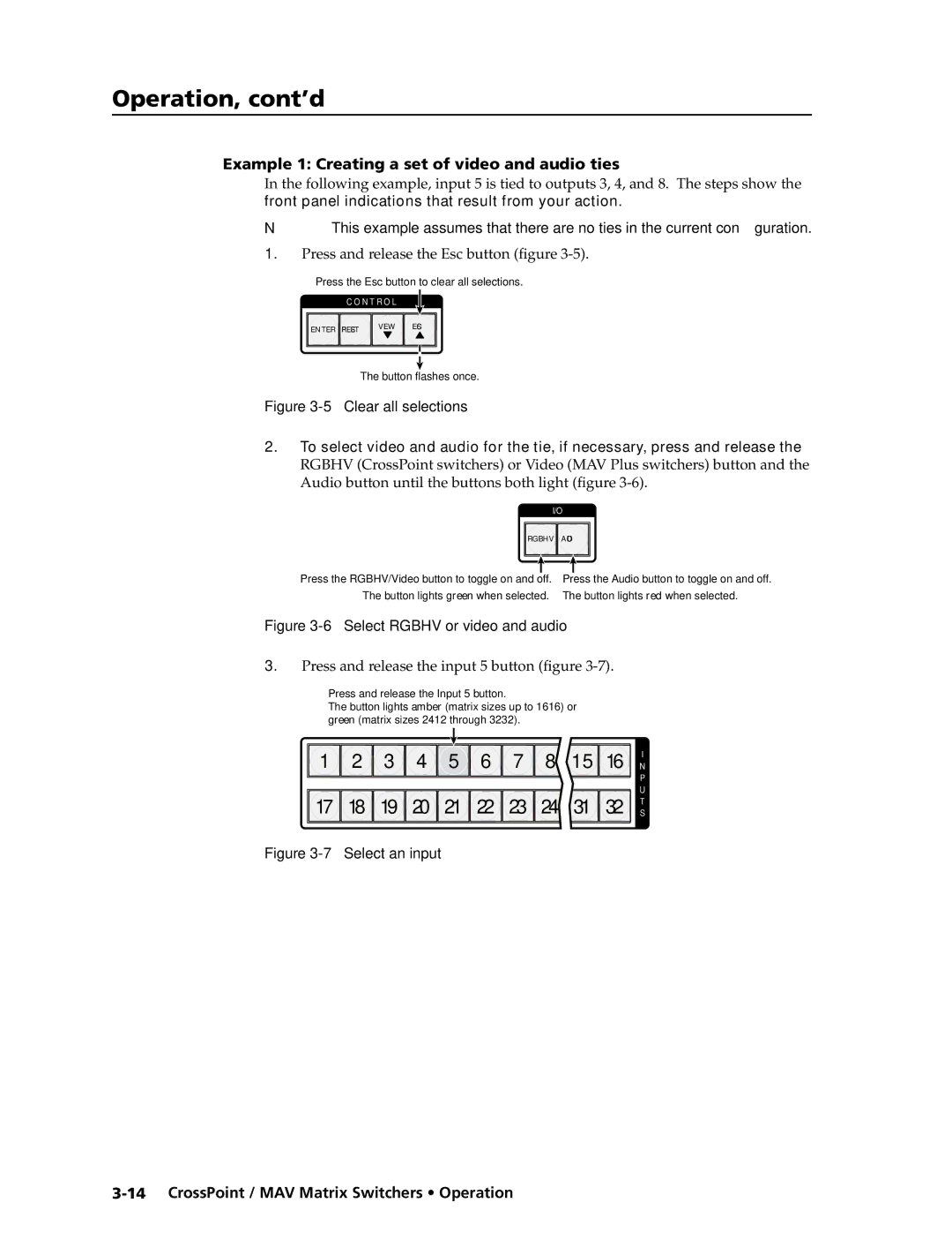 Extron electronic MAV Plus Series, Ultra Series manual Example 1 Creating a set of video and audio ties 