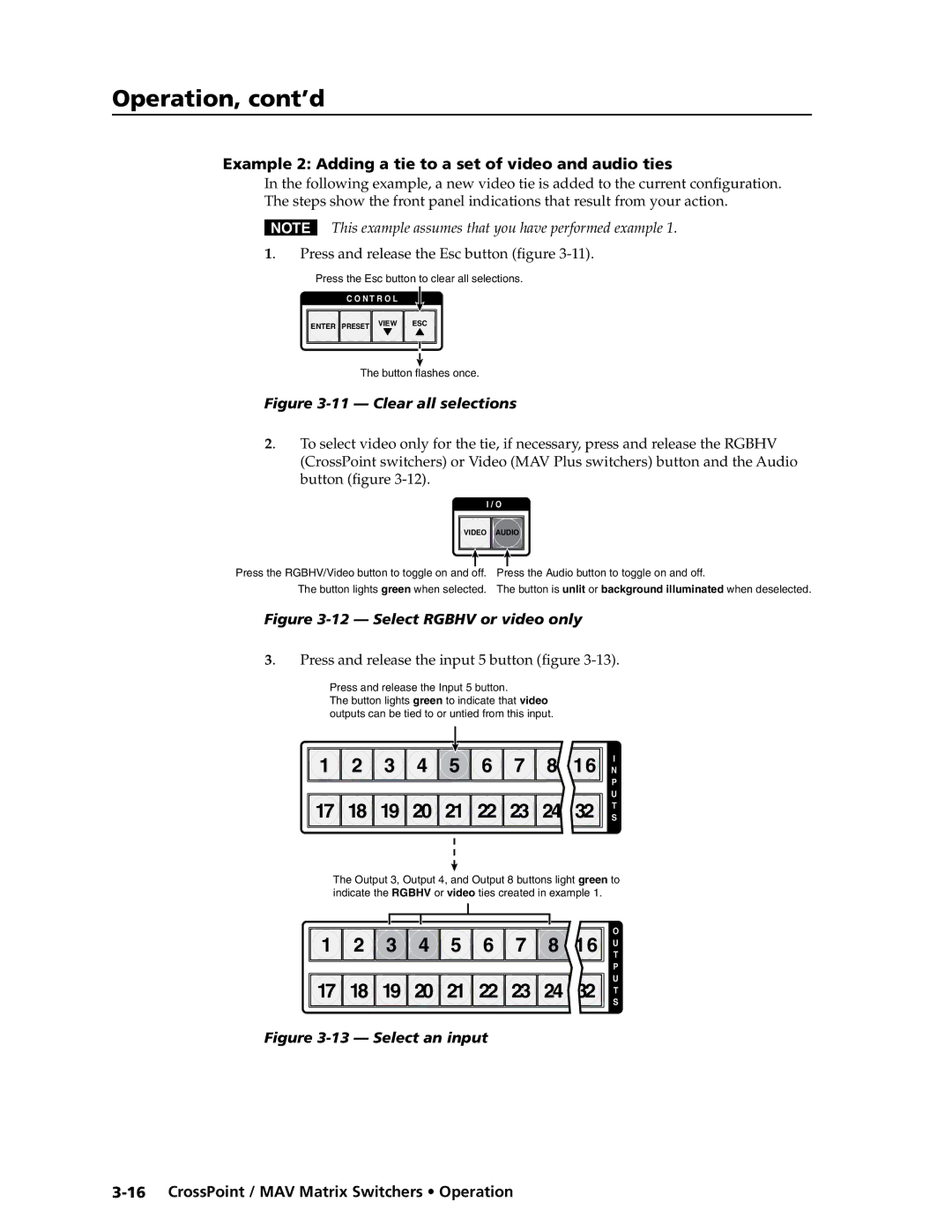 Extron electronic MAV Plus Series, Ultra Series manual 4 5 6 7 8, Example 2 Adding a tie to a set of video and audio ties 