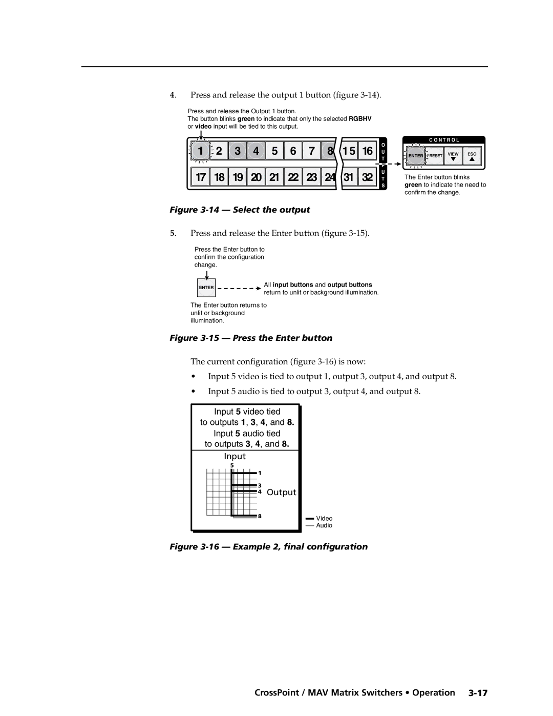 Extron electronic Ultra Series manual Press and release the output 1 button figure, All input buttons and output buttons 