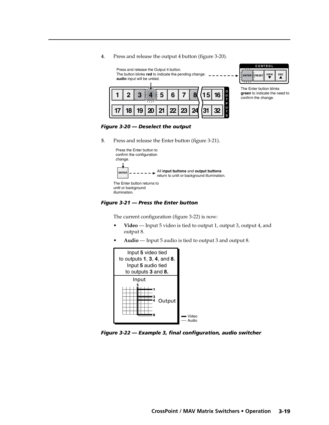 Extron electronic Ultra Series, MAV Plus Series manual Press and release the output 4 button figure, Deselect the output 