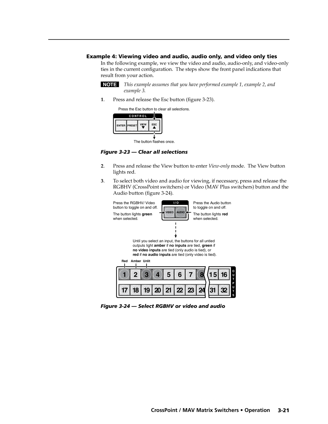 Extron electronic Ultra Series, MAV Plus Series manual Press and release the Esc button figure, Audio button figure 