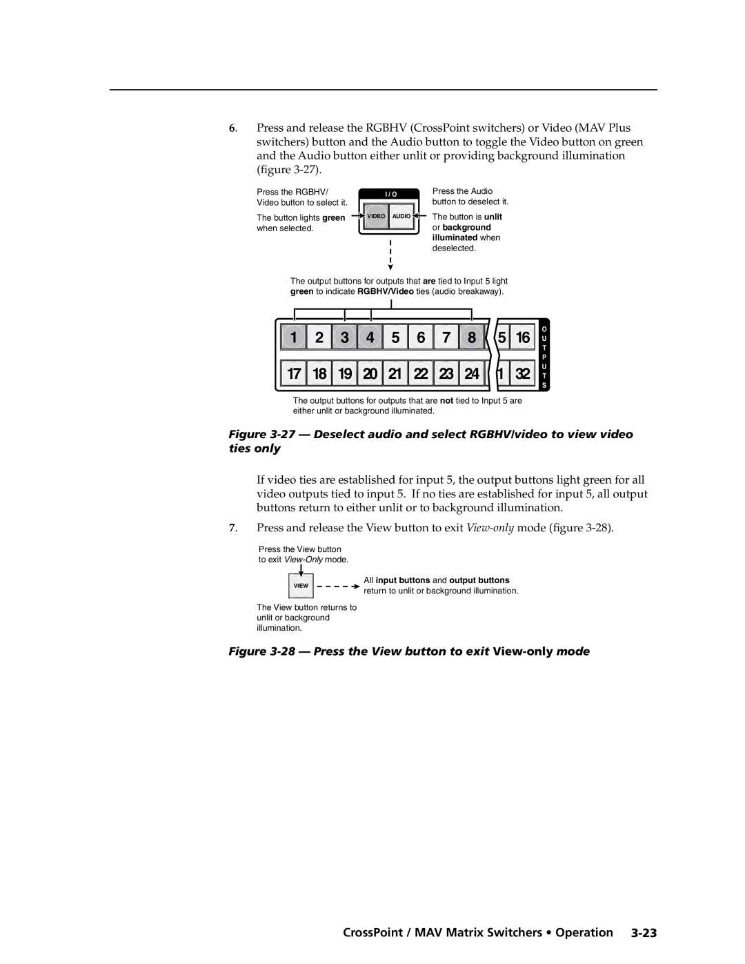 Extron electronic Ultra Series, MAV Plus Series manual Press the View button to exit View-onlymode 