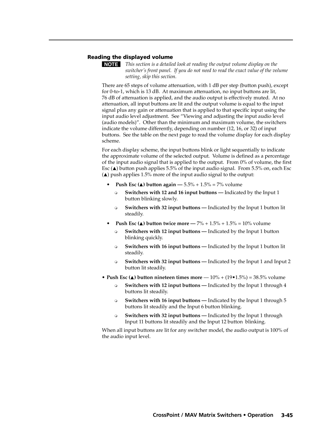 Extron electronic Ultra Series, MAV Plus Series manual Reading the displayed volume 