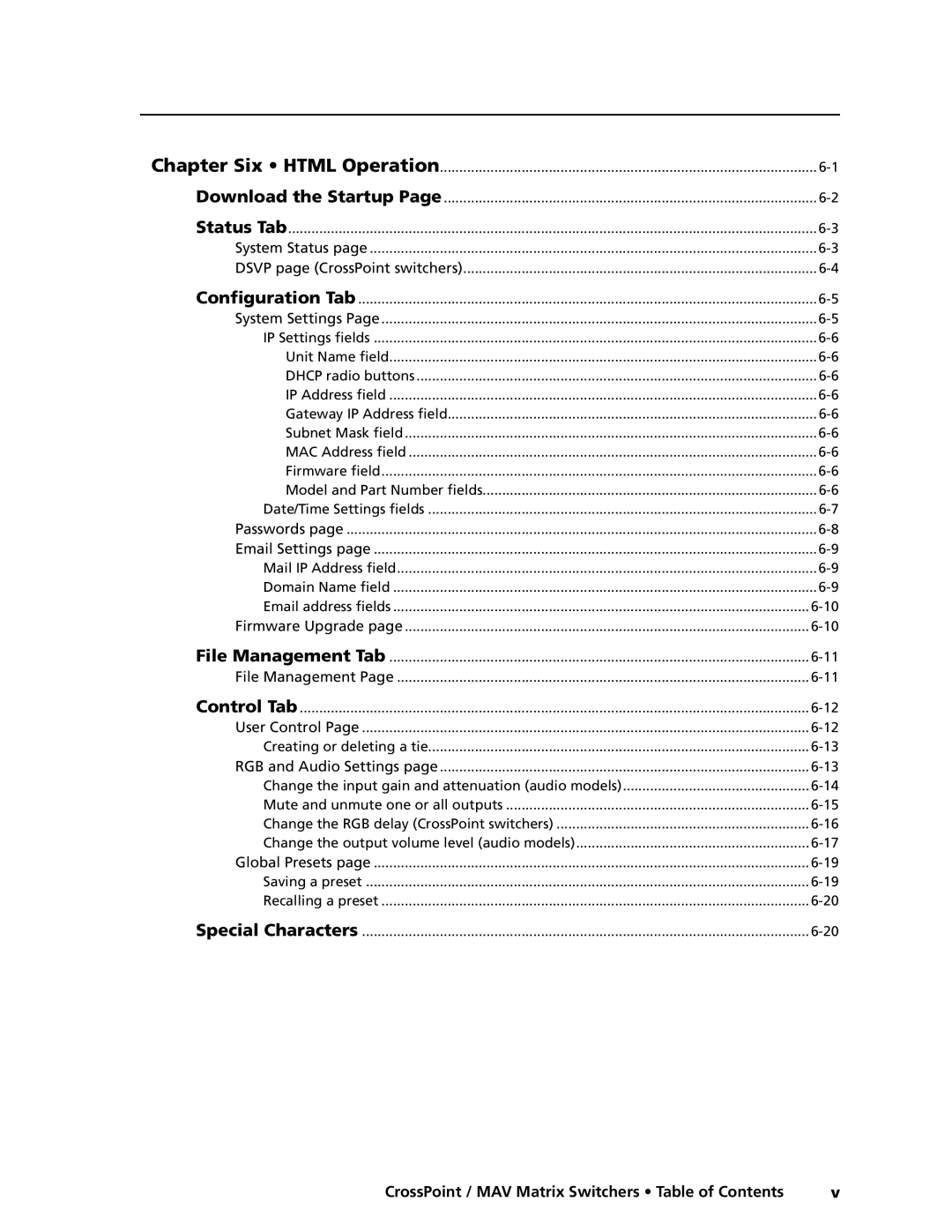 Extron electronic Ultra Series, MAV Plus Series manual CrossPoint / MAV Matrix Switchers Table of Contents 