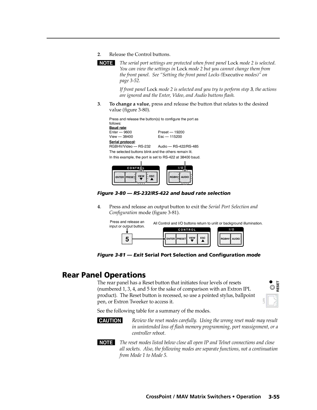 Extron electronic Ultra Series, MAV Plus Series manual Rear Panel Operations 