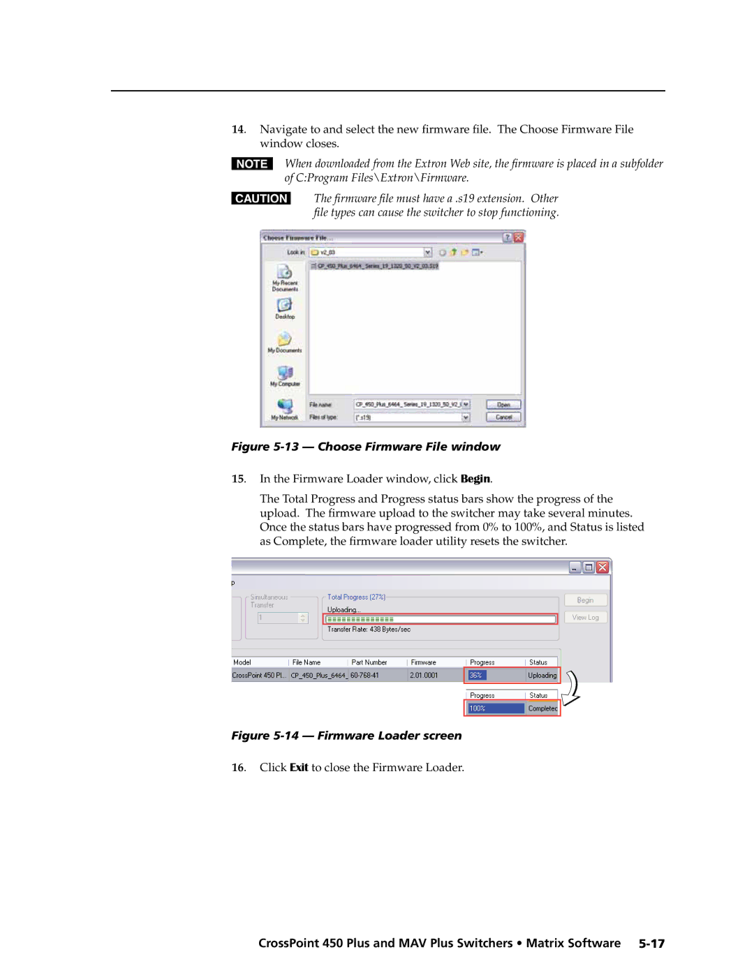 Extron electronic MAV Plus Series manual Choose Firmware File window 