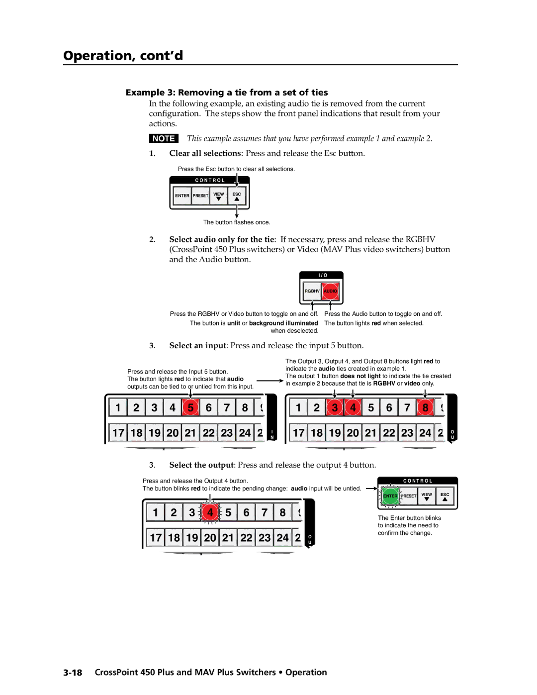 Extron electronic MAV Plus Series manual Example 3 Removing a tie from a set of ties 