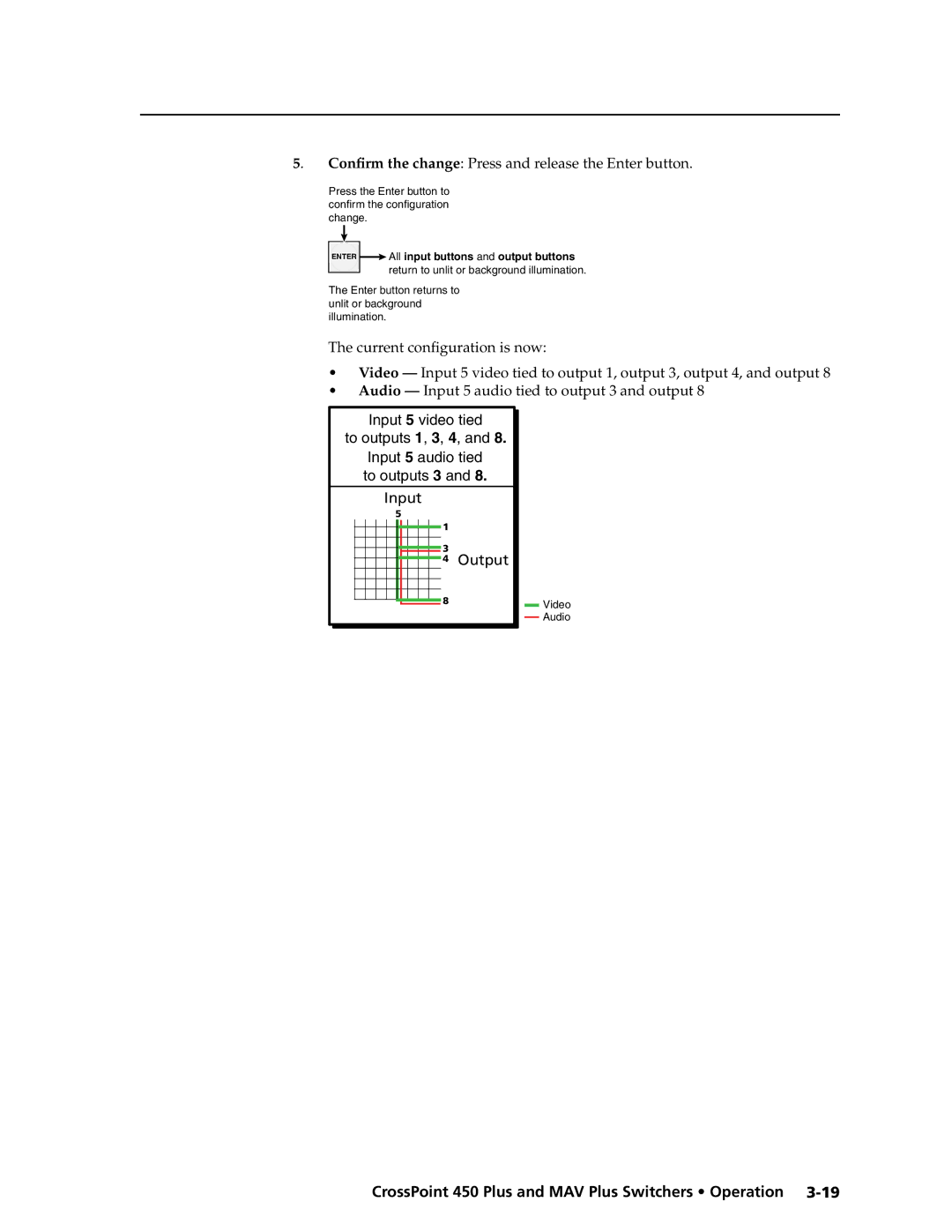 Extron electronic MAV Plus Series manual Confirm the change Press and release the Enter button 