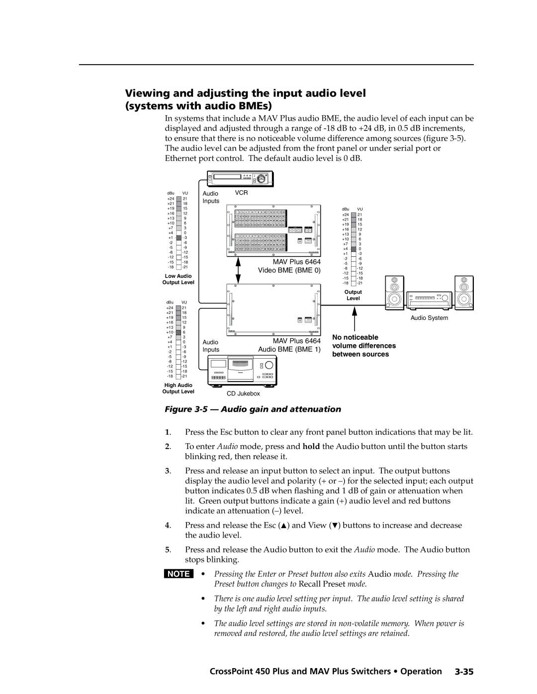 Extron electronic MAV Plus Series manual Audio gain and attenuation 