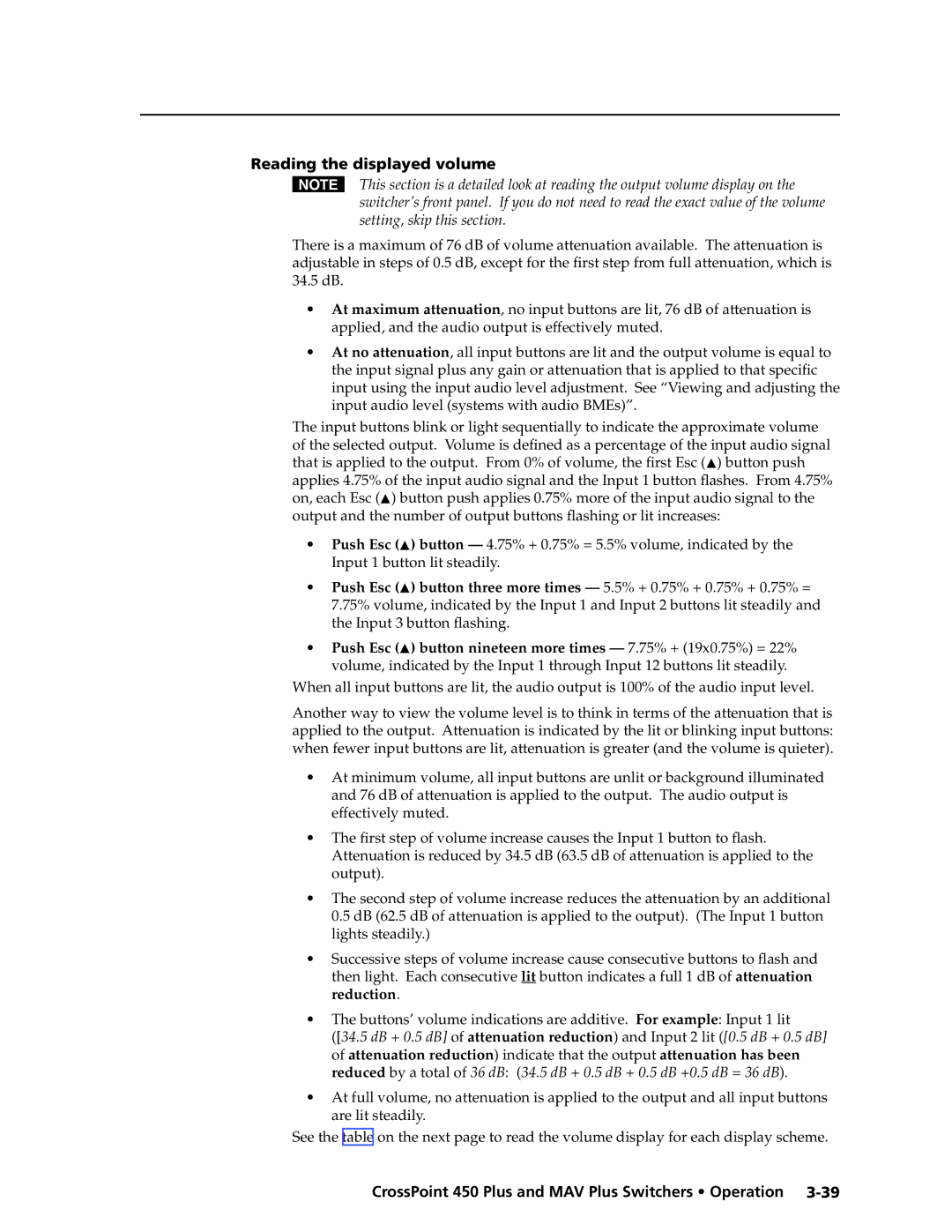 Extron electronic MAV Plus Series manual Reading the displayed volume 