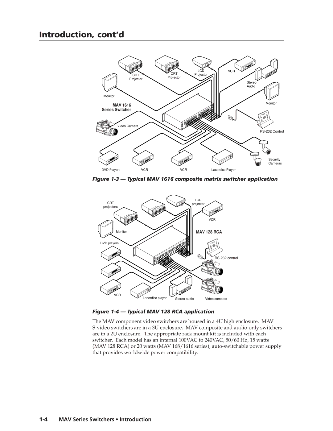 Extron electronic MAV manual Introduction, cont’d, Mav 