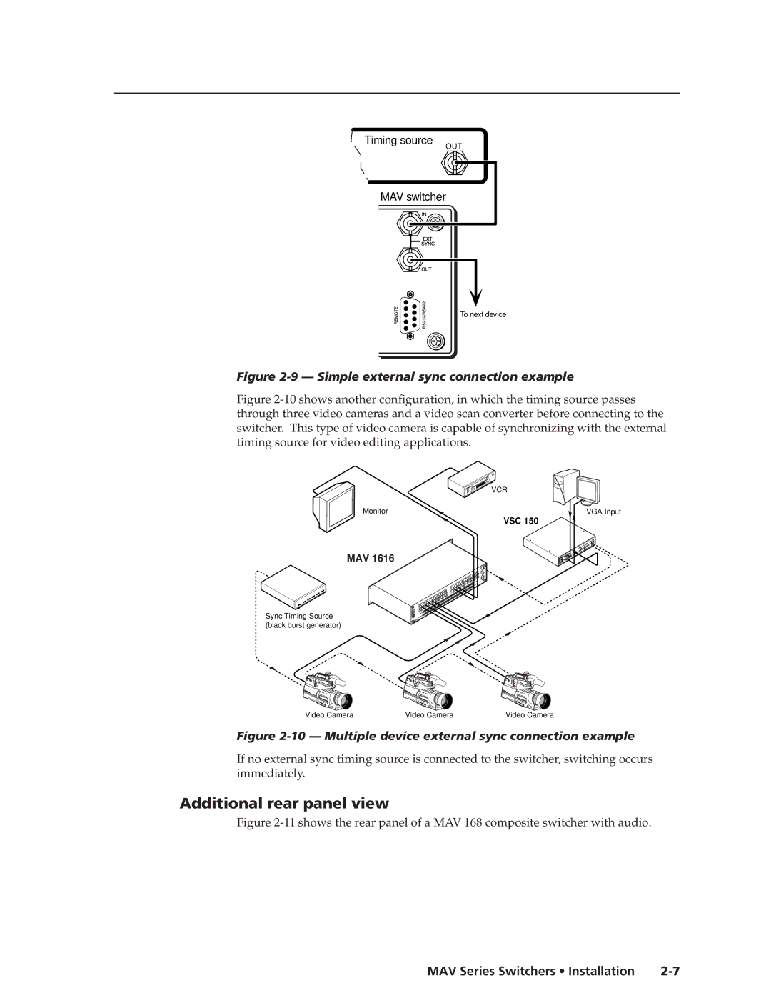 Extron electronic manual Additional rear panel view, MAV switcher 
