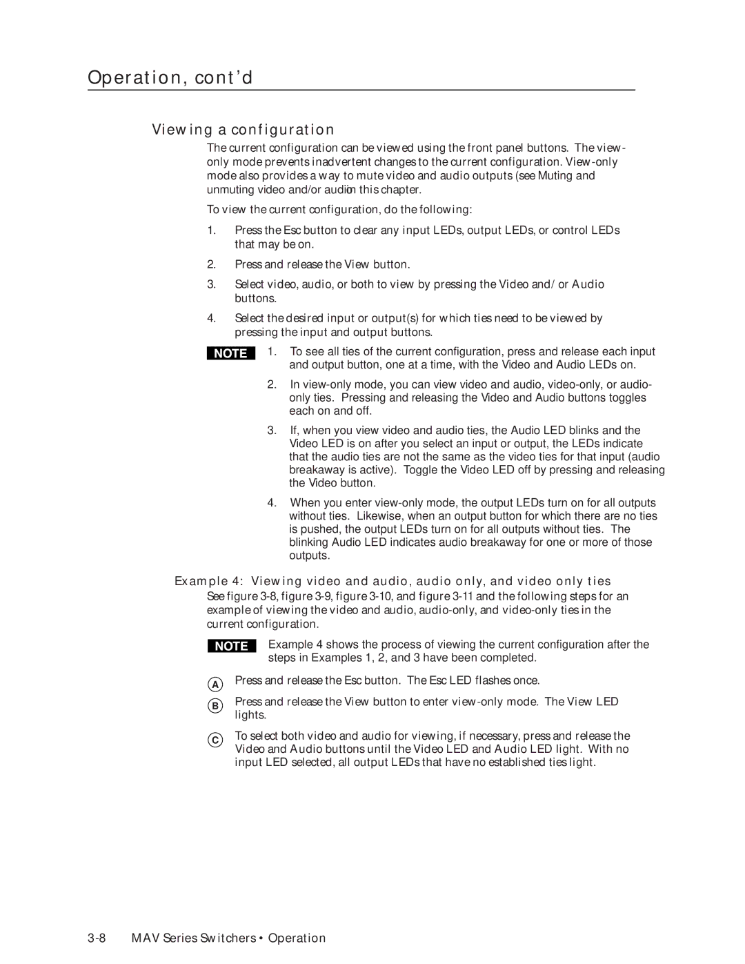 Extron electronic MAV manual Viewing a configuration 