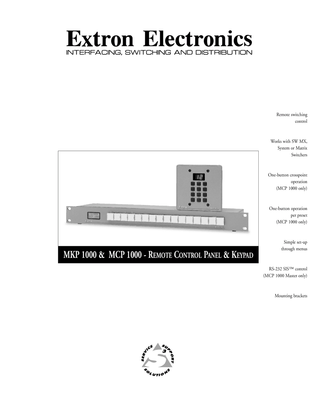 Extron electronic manual MKP 1000 & MCP 1000 Remote Control Panel & Keypad 