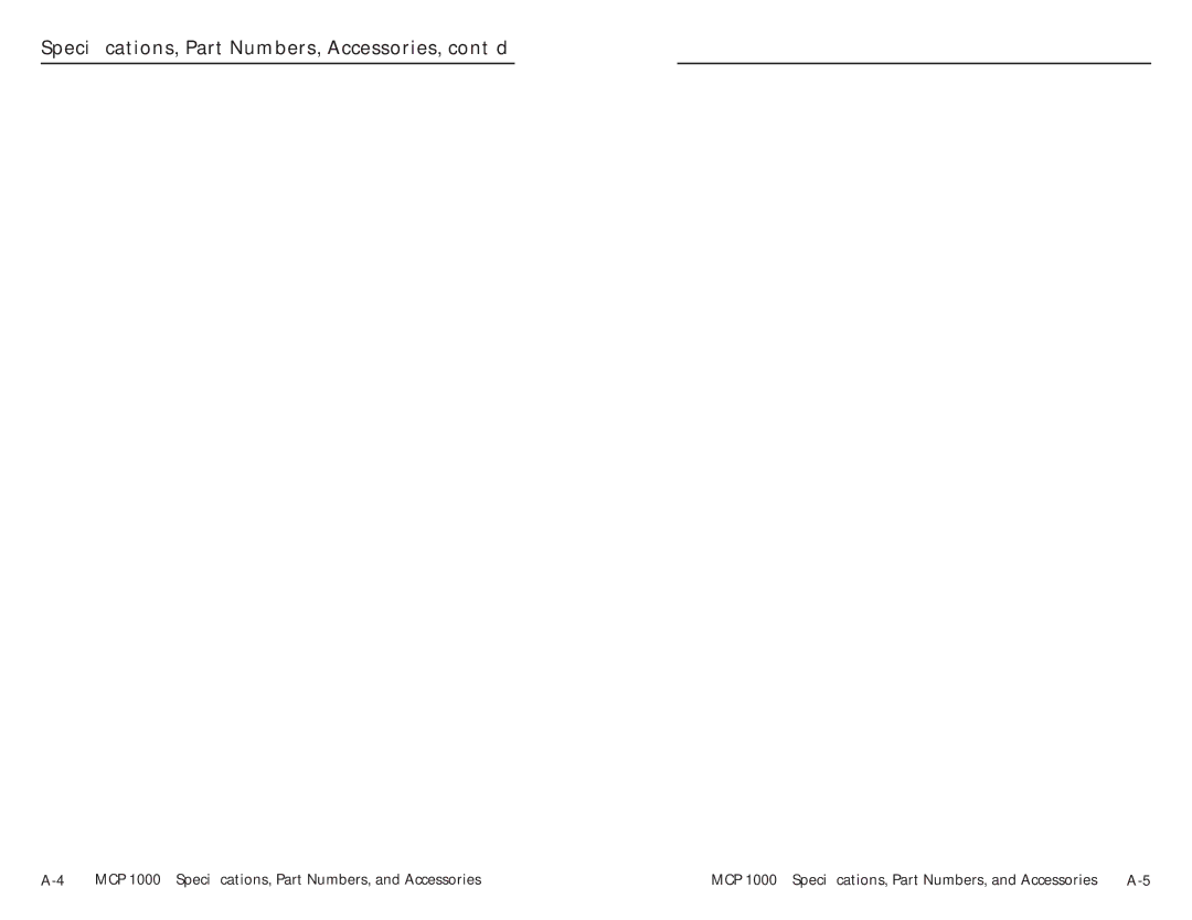 Extron electronic MCP 1000 user manual Speciﬁcations, Part Numbers, Accessories, cont’d 