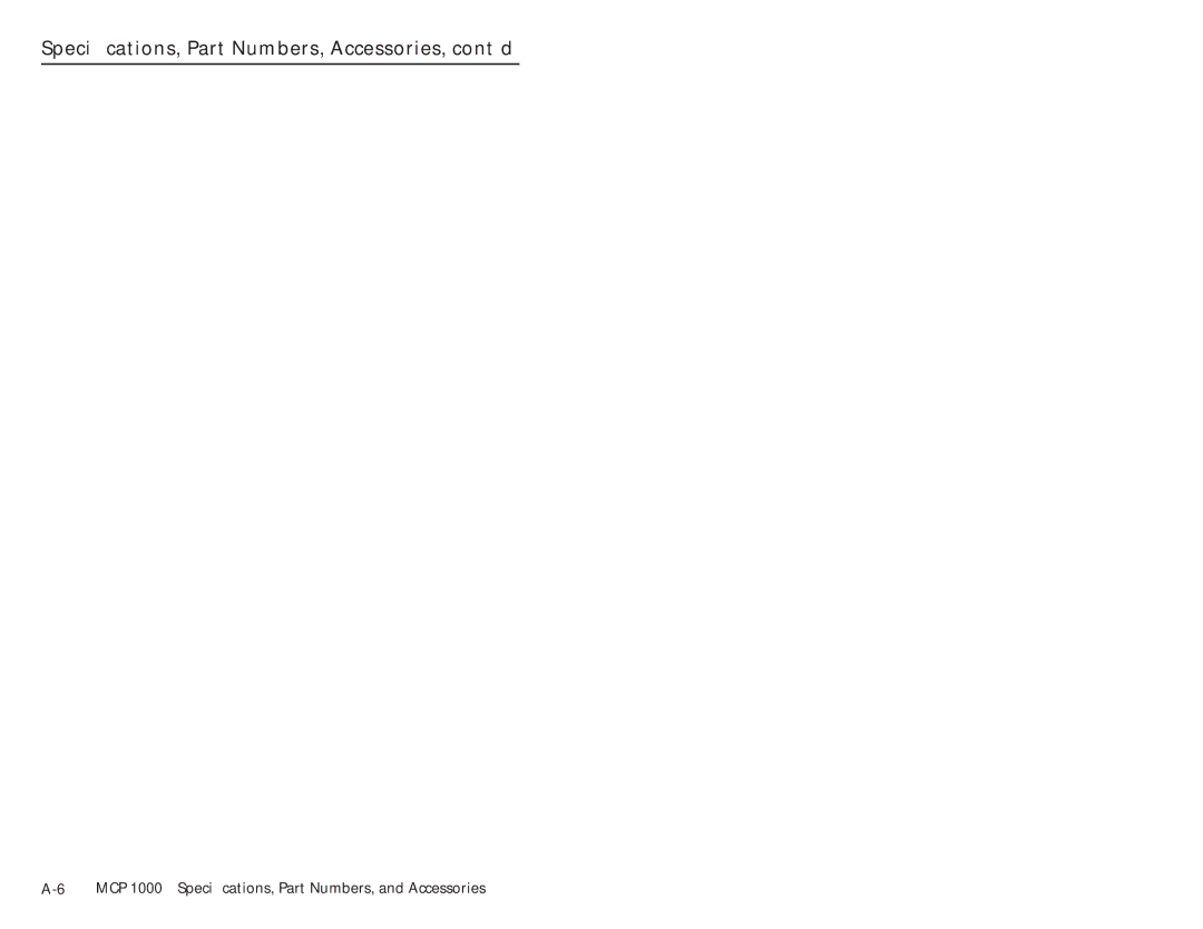 Extron electronic MCP 1000 user manual Speciﬁcations, Part Numbers, Accessories, cont’d 
