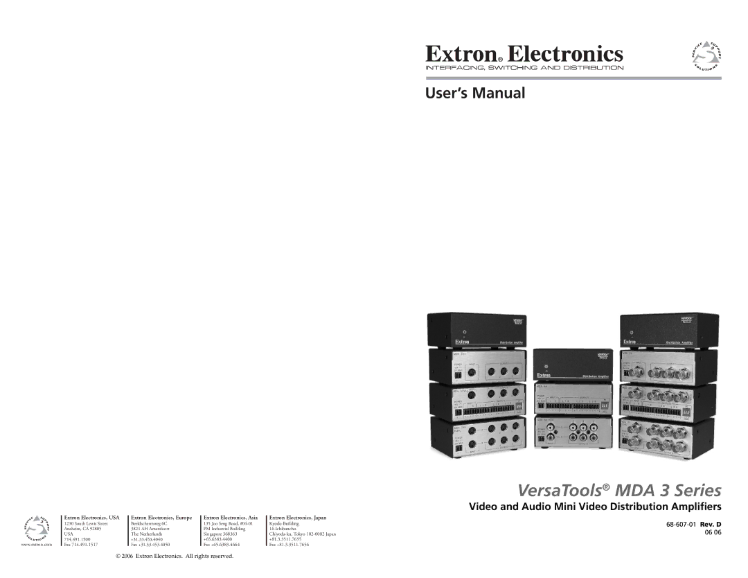 Extron electronic user manual VersaTools MDA 3 Series 