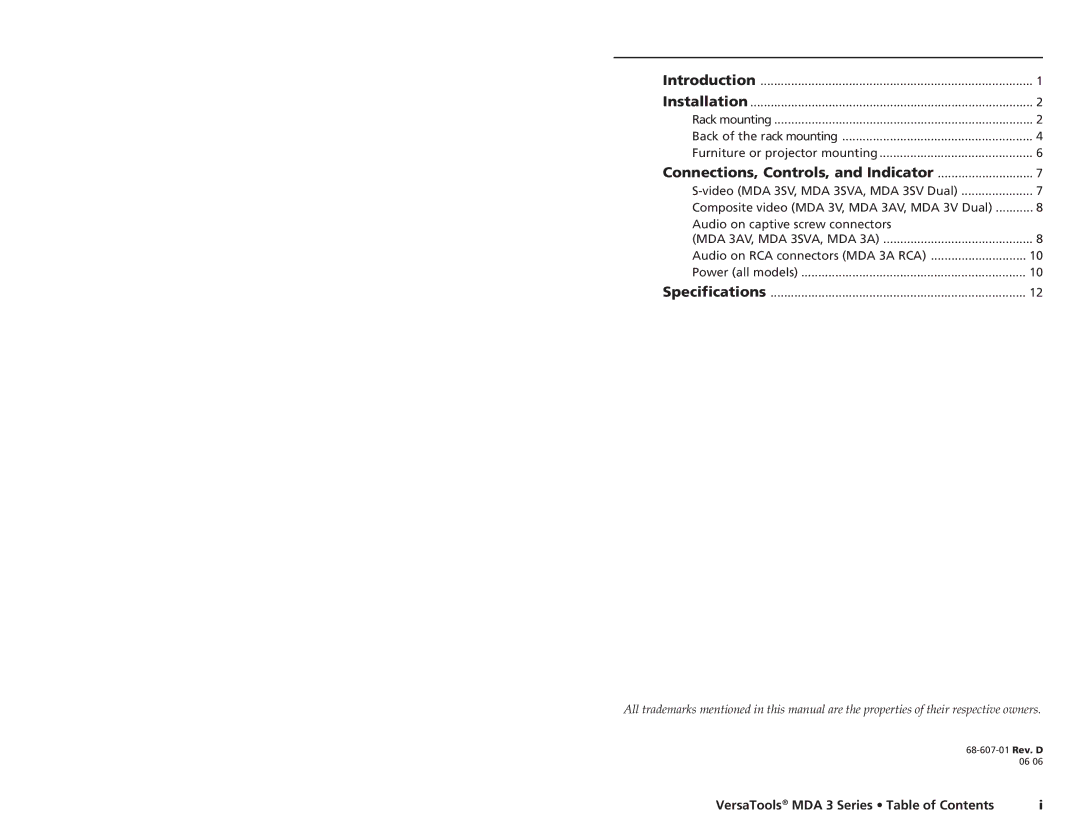 Extron electronic MDA 3 Series user manual Connections, Controls, and Indicator 