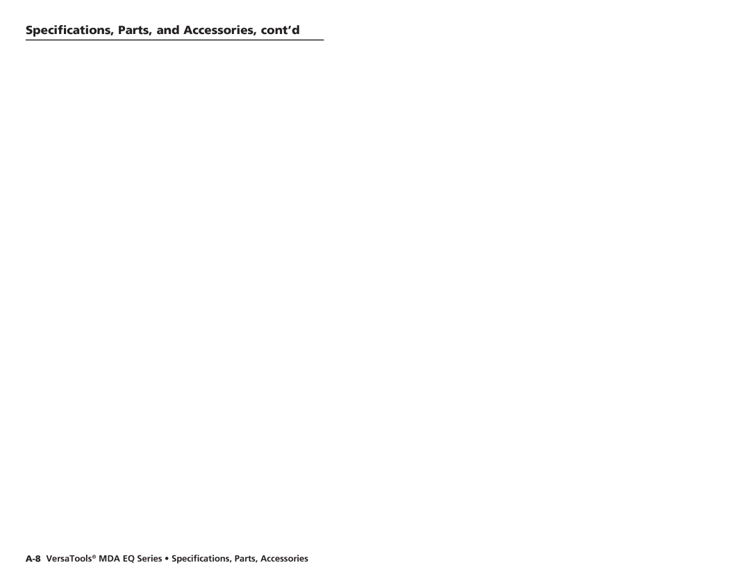 Extron electronic MDA 4SV EQ, MDA 4V EQ, MDA 2V EQ user manual Specifications, Parts, and Accessories, cont’d 