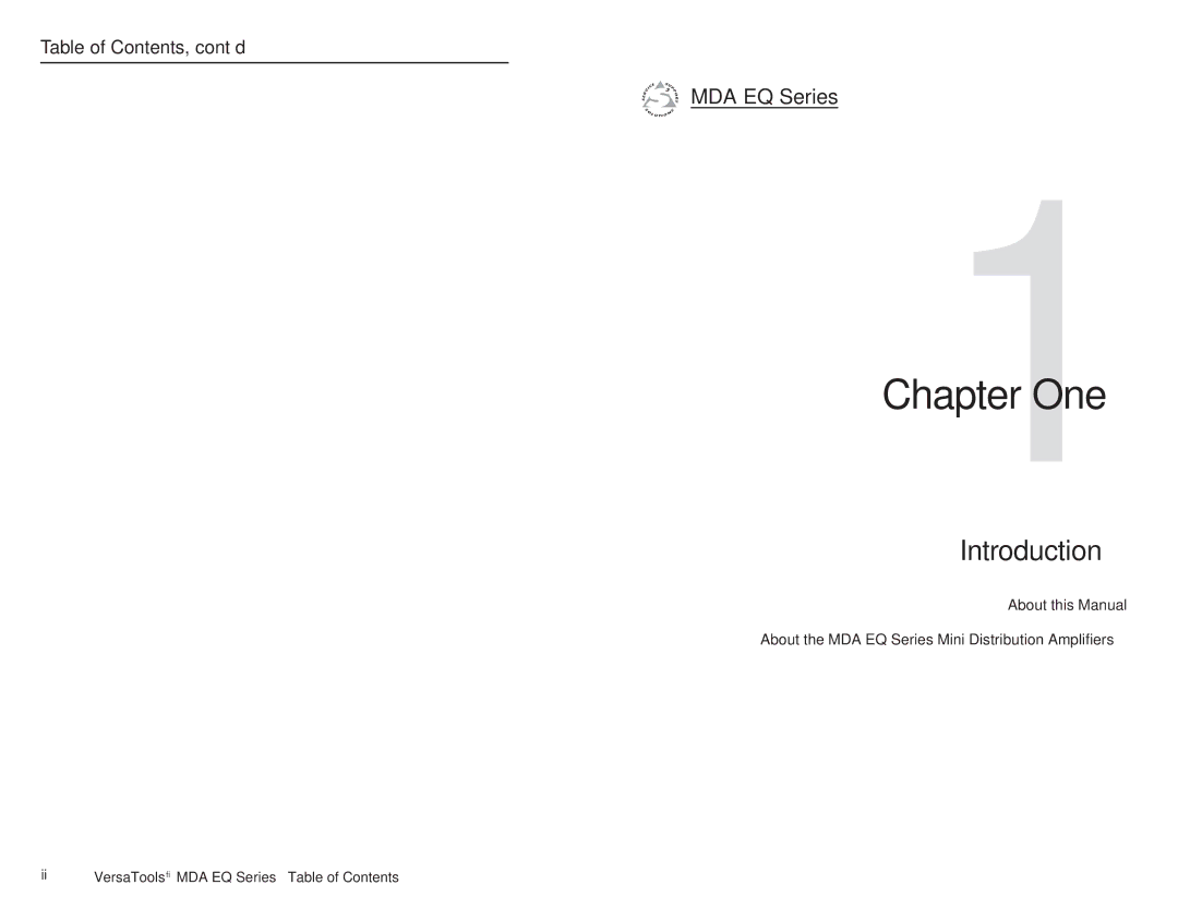 Extron electronic MDA 4V EQ, MDA 4SV EQ, MDA 2V EQ user manual MDA EQ Series, Table of Contents, cont’d 