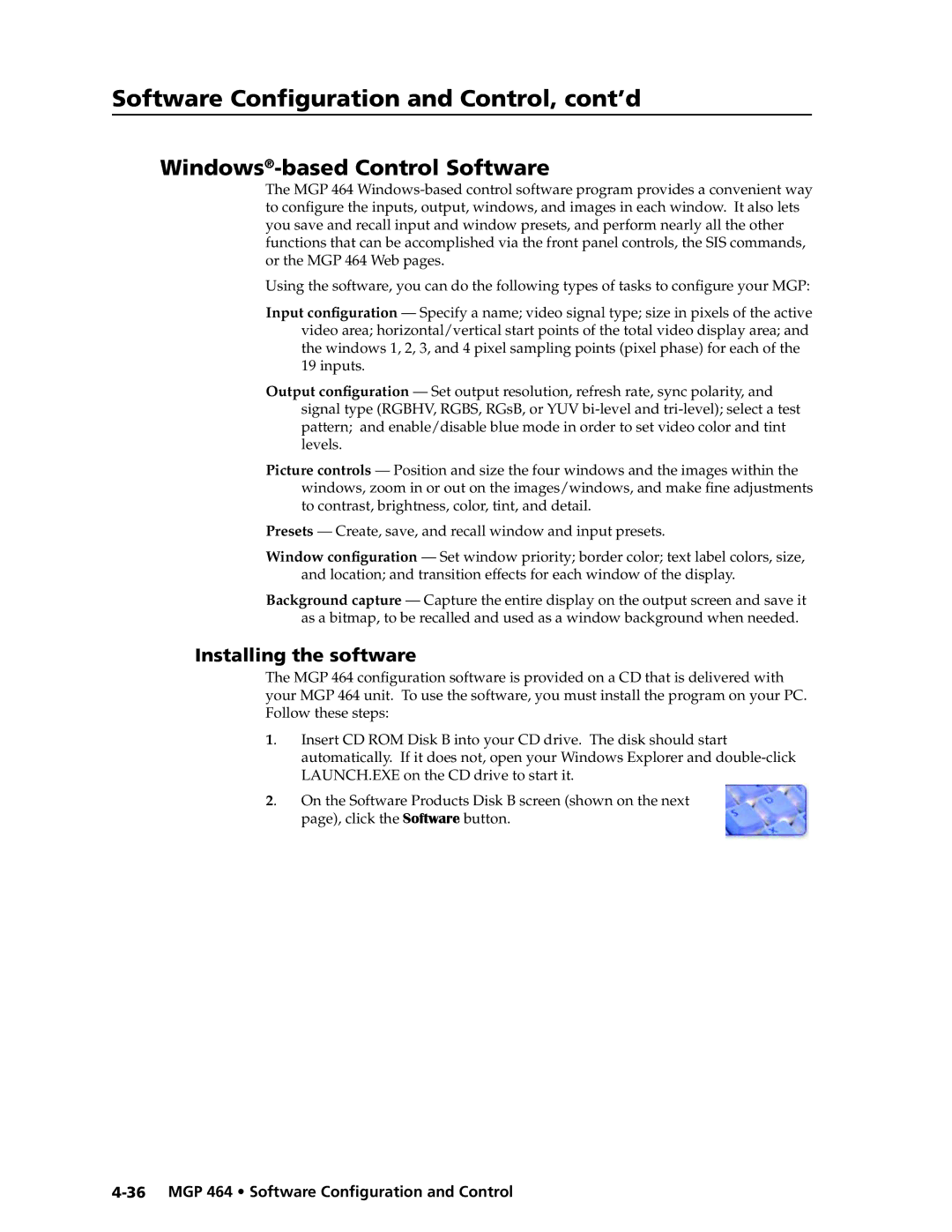 Extron electronic MGP 464 DI manual Windows-based Control Software, Installing the software 