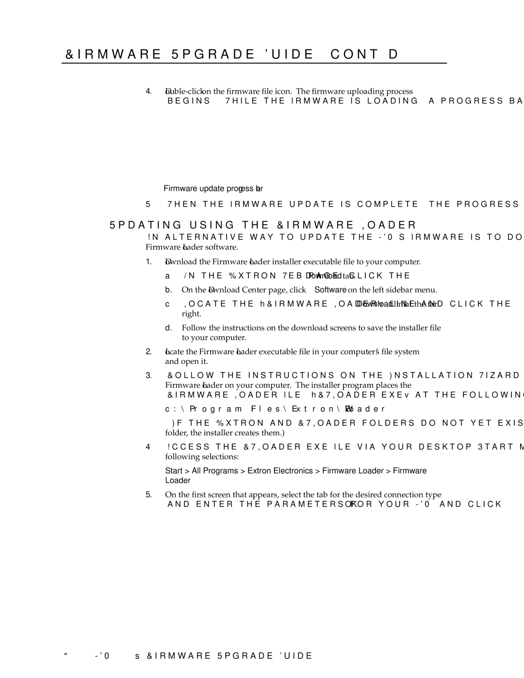 Extron electronic MGP 464 HD-SDI manual Updating using the Firmware Loader, Firmware update progress bar 