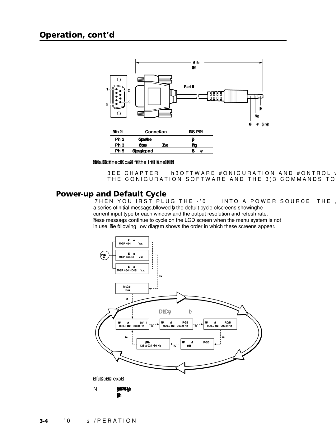 Extron electronic MGP 464 HD-SDI manual Operation, cont’d, Power-up and Default Cycle, Default cycle example, Sleeve 