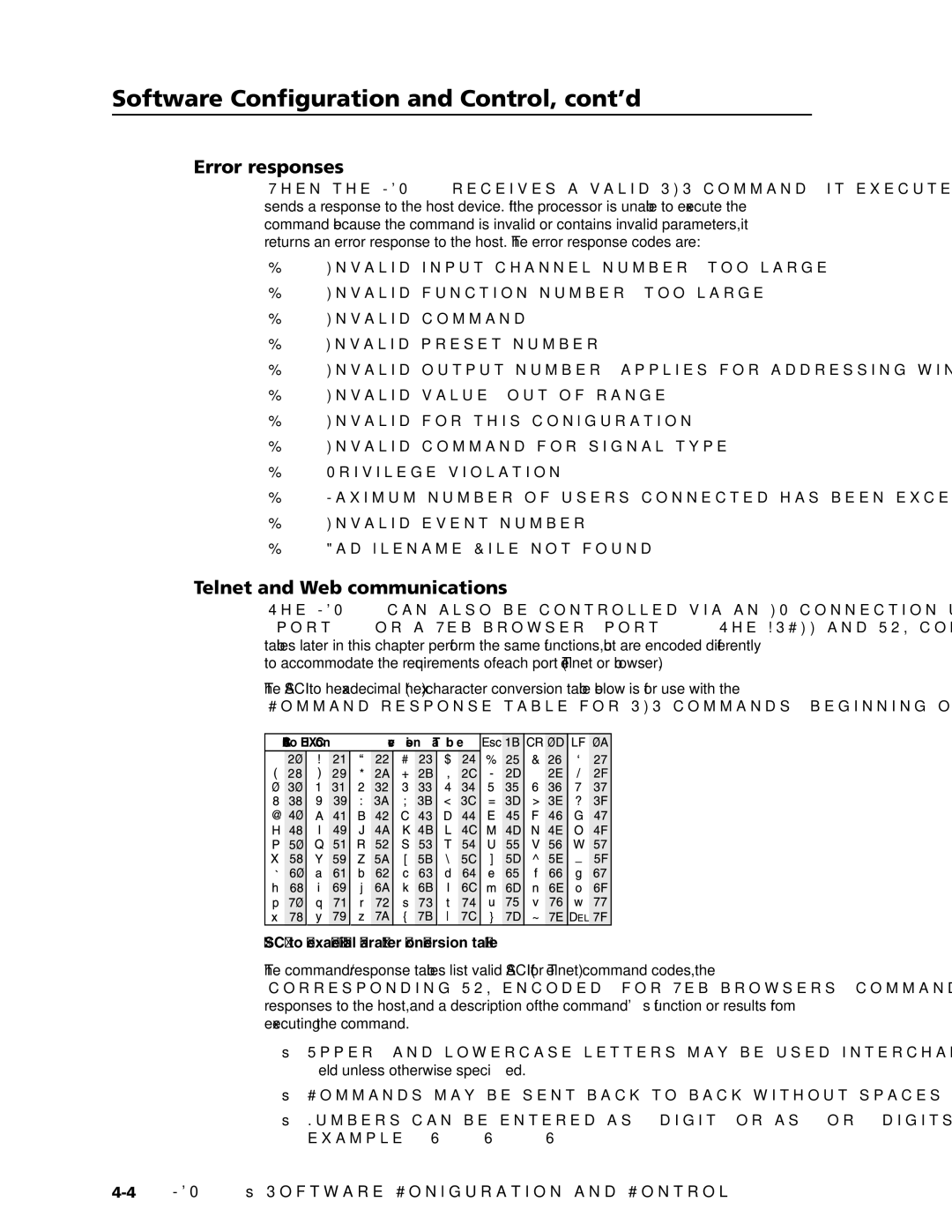 Extron electronic MGP 464 HD-SDI manual Software Configuration and Control, cont’d, Error responses 