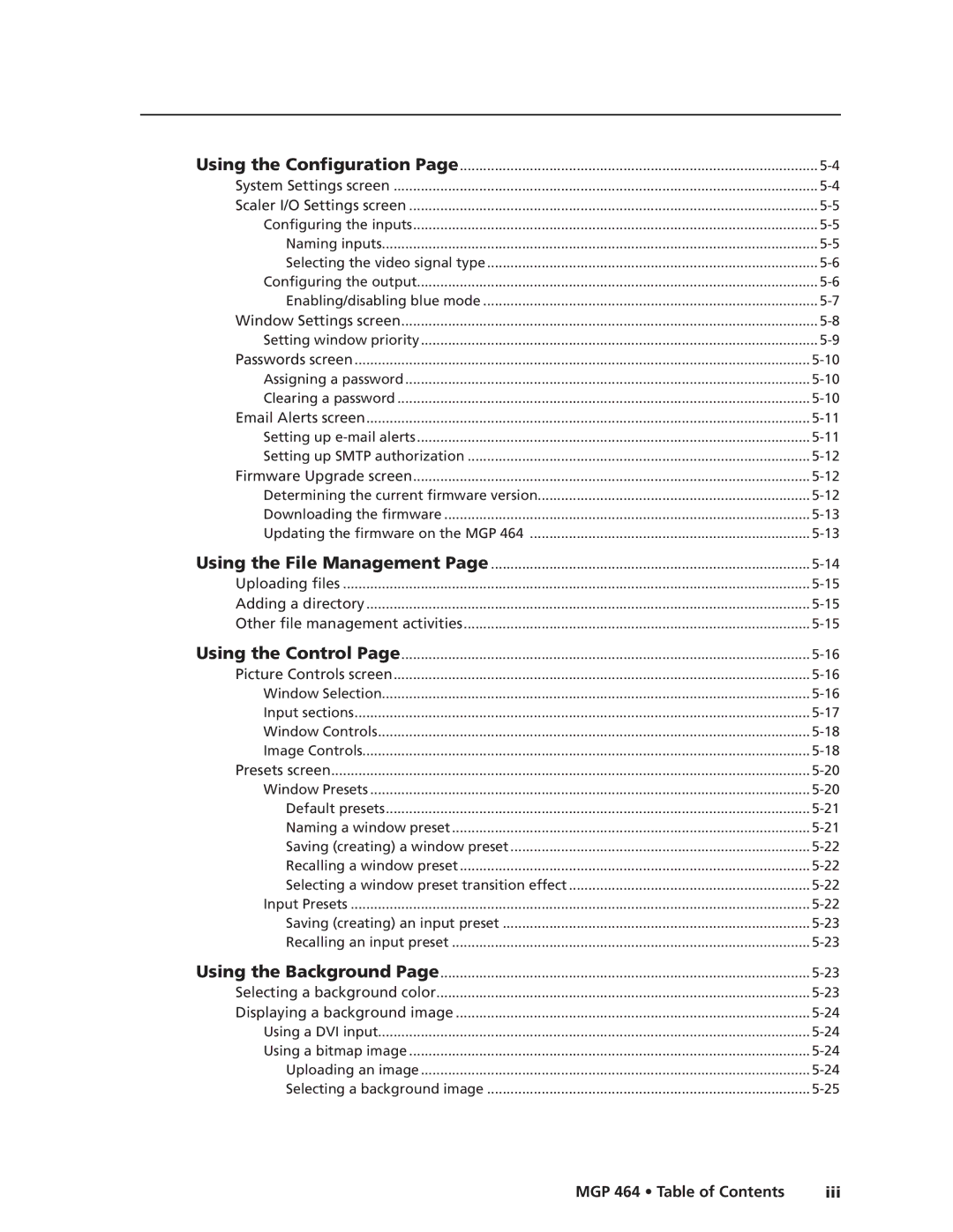 Extron electronic MGP 464 HD-SDI manual MGP 464 Table of Contents Iii 