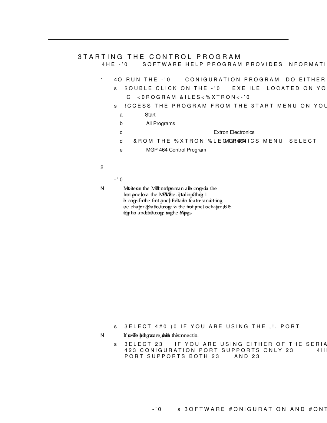 Extron electronic MGP 464 HD-SDI manual Starting the control program, Comm Port Selection window with TCP/IP and RS232 tabs 