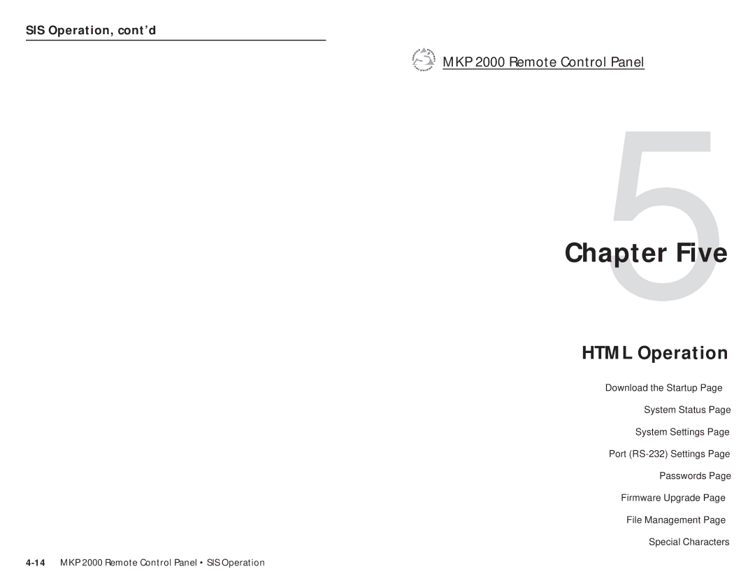 Extron electronic MKP 2000 user manual Five, Html Operation 