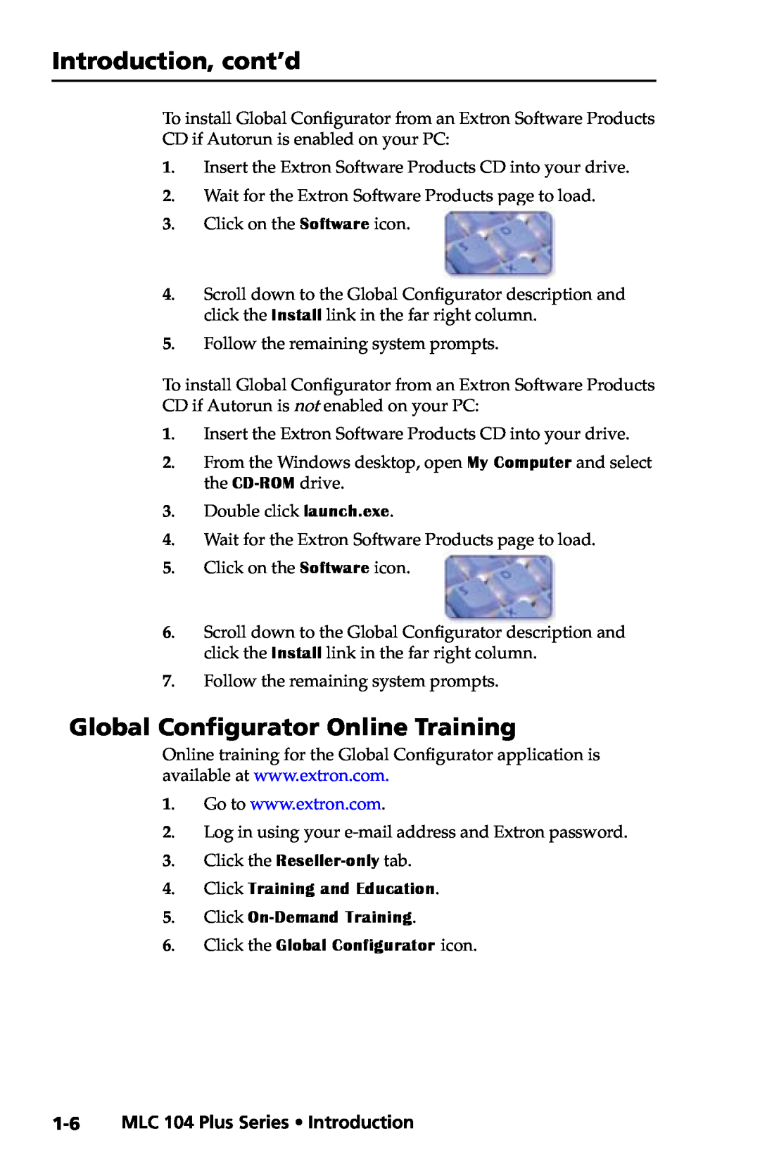 Extron electronic MLC 104 Plus Series setup guide Introduction, cont’d, Global Configurator Online Training 