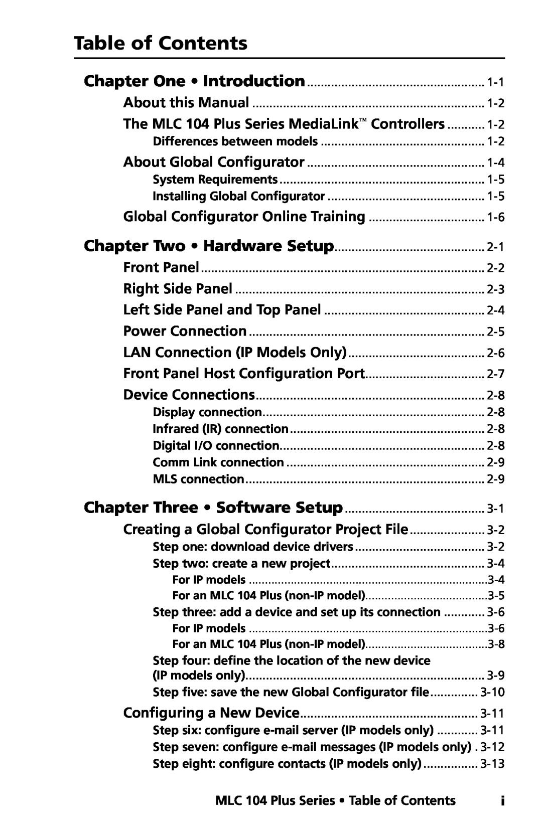 Extron electronic MLC 104 Plus Series Table of Contents, Step three add a device and set up its connection 