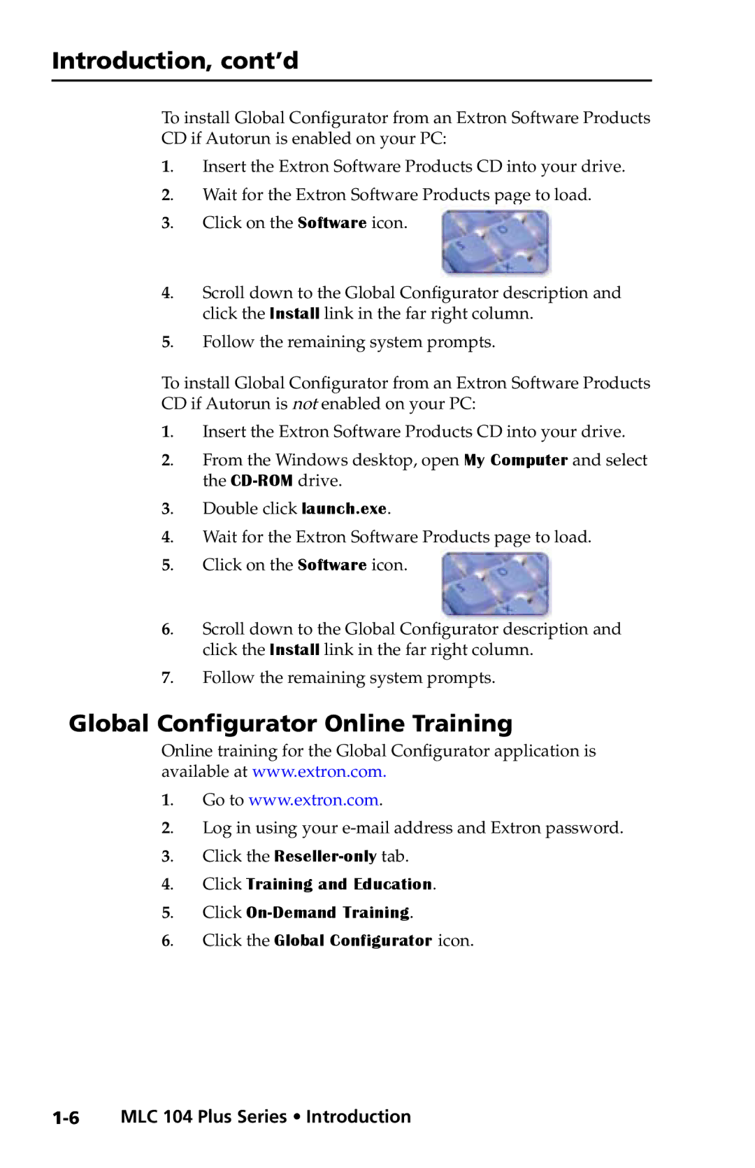 Extron electronic MLC 104 Plus Series setup guide Introduction, cont’d, Global Configurator Online Training 