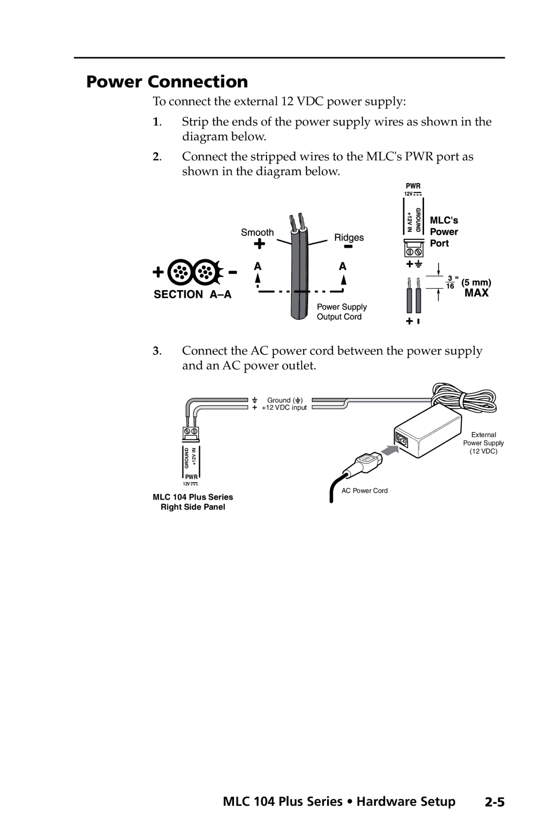 Extron electronic MLC 104 Plus Series setup guide Power Connection 