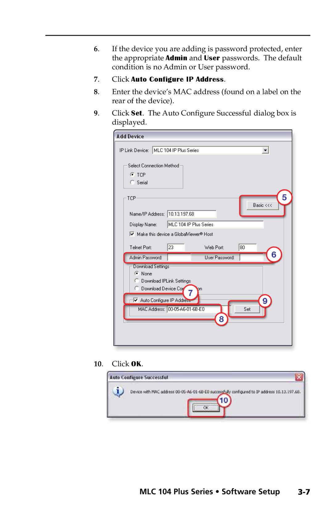 Extron electronic MLC 104 Plus Series setup guide Click Auto Configure IP Address 