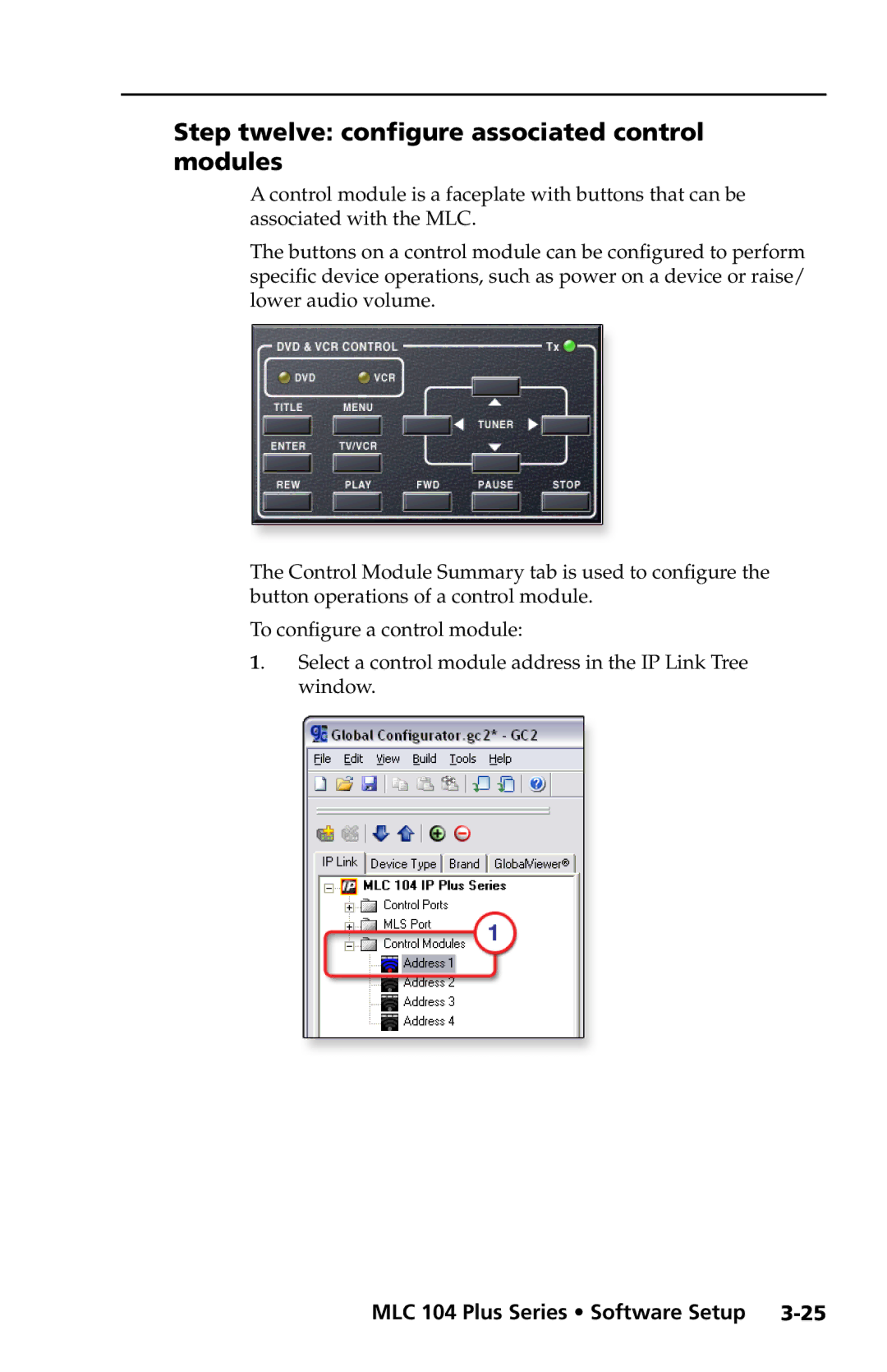 Extron electronic MLC 104 Plus Series setup guide Step twelve configure associated control modules 