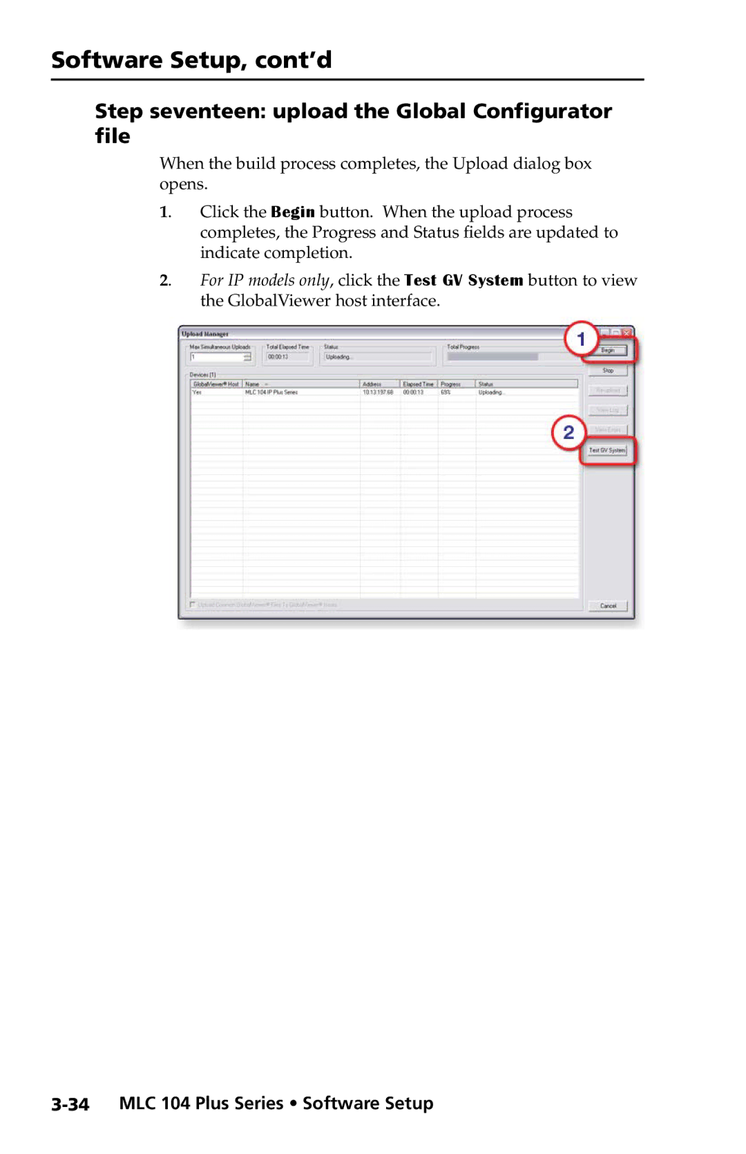 Extron electronic MLC 104 Plus Series setup guide Step seventeen upload the Global Configurator file 